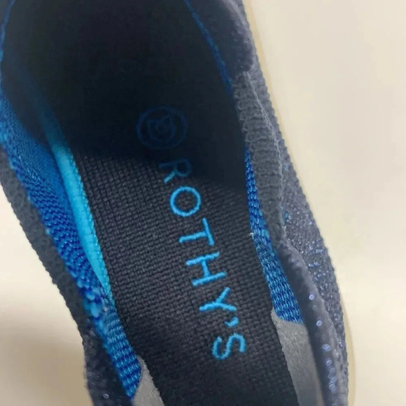 Rothys Chelsea Sneaker Shoes High Top Metallic Lattice Stitch Blue Size 5.5 - Picture 10 of 14